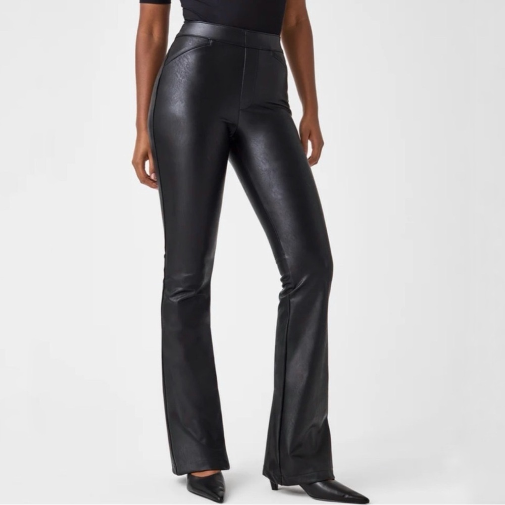 Spanx Faux Leather Like Flare Leg Pull-On Pants Size 3X 20457R Moto Boho